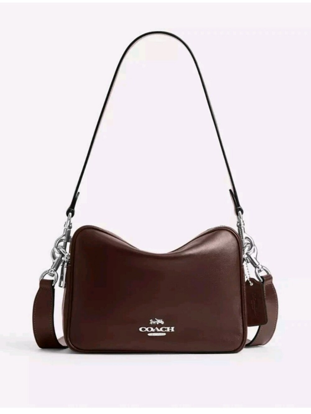 Coach Carey Leather Shoulder Crossbody Bag In Maple with Silver Hardware